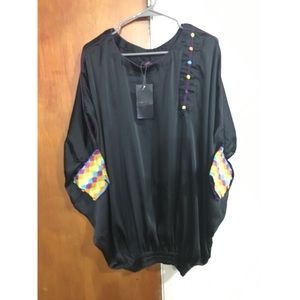 Black silk baggy style top